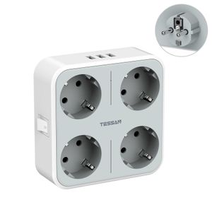 Sockets Tessan EU Plug Multitap Strip med Switch 4 Outlets 3 USB -portar Multipla europeiska pluggvägg USB -uttag för hem Z0327