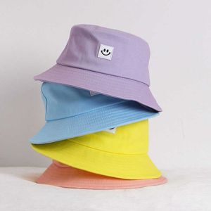 HBP Brim Bucket Hat Wide 2023 NOVO Pescador Cap Beh Beh Hats For Baby Girl Girl Candy Colors Smile Fe Sun Caps Gorro Gorras Muts P230327