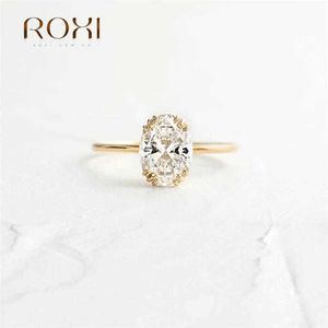 925 Sterling Silver Roxianillo Ring, Dove Egg Shape, Bohemian Geometric Gold Wedding Ring Z0327