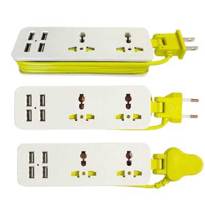 Sockets EU -remsa med 4 USB Portable Extension Socket US UK Plug 15M CABLE AC Travel Adapter USB Smarttelefonladdare Z0327