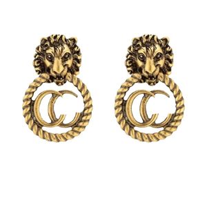 Klassisk retro stil lejon designer studörhängen märke brev hänge örhänge för kvinnor smycken tillbehör högkvalitativ bröllopspresent ghxq