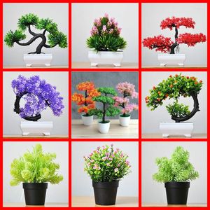 Dekorativa blommor 1pc simulering Flower Pine Artificial Plant Bonsai Fake Green Pot Plants Moss Ornament Home Decor Craft Jungle Party 38