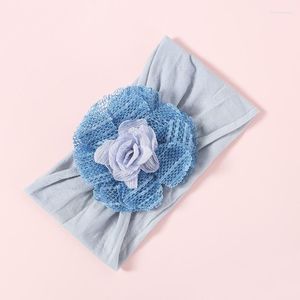 Hårtillbehör 6st/set 2023 Solid Color Nylon Soft Infant Bands Wide Side Elastic Lace Flower pannband Bezel Wholesale Accessories1