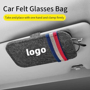 Óculos de sol Casos Bolsas de óculos de sol Universal Car Bolsa Organizer Sict Felt EyeGlasses Portador de óculos Clipe de armazenamento Acessórios de interiores Automático personalizado J230328