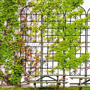 2 Pack Metal Garden arbours Trellis 86.7" x 19.7" Rustproof Trellis for Climbing Plants Outdoor Flower Support Black climbing frame