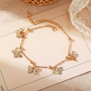 Anklets Bohemian Design Gold Color Futterfly For Women Girl Fashion Pärlor Anklet Summer Beach Ankle Foot Chain Jewelry