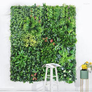 Decorative Flowers 50x50CM Artificial Green Plant Lawn For Home Garden Wall Beautification Wedding Plastic LLawn Store Background Image