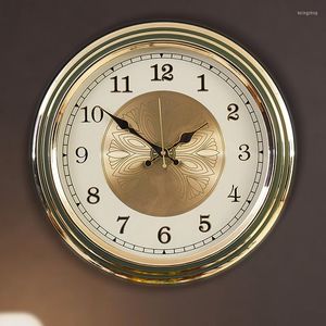 Wanduhren Große Luxus Metall Goldene Stille Uhren Kupfer Kreative Moderne Design Reloj De Pared Hause Dekoration WSW100XP