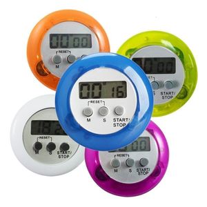 Kitchen Timers 100pcs Five Kinds Of Color Circular LCD Digital Kitchen Countdown Timer Cooking Counter Reverse Timer Alarm Clock Magnetic 230328