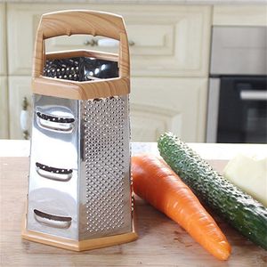 Fruktgrönsaksverktyg Rostfritt stål 6 -sidiga bladlådan grater container mångsidiga grönsaker Cutter Manual Cheese Graters Kök Tillbehör 230328