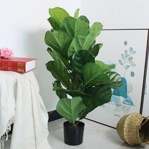 Decorative Flowers 120cm Artificial Large Banyan Tree Potted Plastic Tropical Plants Indoor Big Leaf Palm Bonsai El Christmas Home Decor