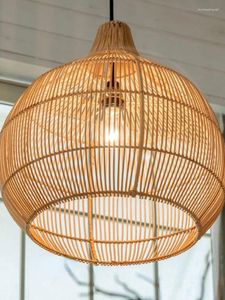 Pendant Lamps Vintage Rattan Lights Hand-woven Hanging Lamp For Living Room Decoration Dining E27 Suspension