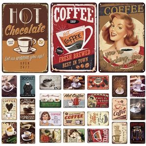Retro Shabby Chic Coffee Metal Tin Sign Vintage Metal Plaques Vintage Posters for Kitchen Bar Cafe Art Painting Decoration Plate 30X20cm W03