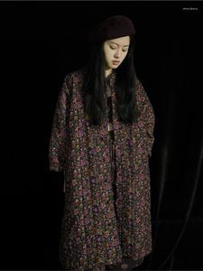 Kvinnors dike rockar Johnature Original Chinese Style Corduroy Cotton Clothing 2023 Woman Spring Retro Printing Vintage