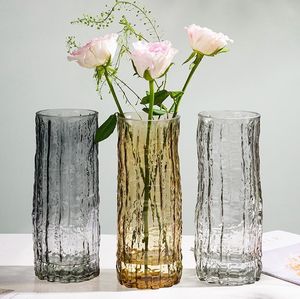 European Simple Vases Creative Transparent Colorful Glass Vase Living Room Tabletops Smallmouth Home Flower Vase Crafts Decor