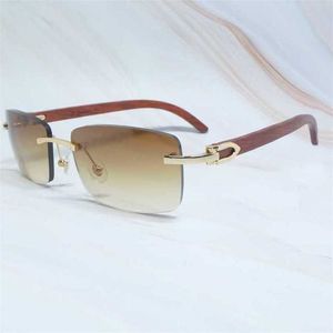 Occhiali da sole firmati di lusso con sconto del 20% Occhiali da sole da uomo in legno senza montatura alla moda, tonalità estive, occhiali da sole in legno intagliato di colore per le donne Gafas