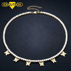 Collana girocollo con farfalla di diamanti da 4 mm Set Catene da donna in oro 18 carati con gioielli in acciaio inossidabile 14k 18k