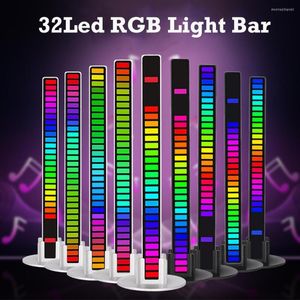 Nattljus 32LED RGB Light Bar Voice Control Synkron LED Musik Rhythm Type-C USB-laddning TV-spel Backlight Car Desktop AmbientLamp