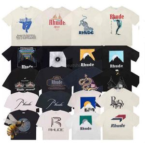 Tasarımcı Gömlekleri Yaz Erkek Tişörtleri Kadın Rhude Tasarımcıları Erkekler için Üstler Mektup Polos Nakış Tshirts Giyim Kısa Kollu Tişört Büyük Tees