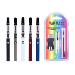 Vap max e-sigarettenkits 350 mAh voorverwarm vv vape batterij blister-kit met 0,5 ml 0,8 ml 1,0 ml keramische spiraalcartridge dikke olievamporizer pen versterkers