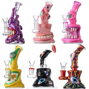 Uniqe Glass Bong Halloween Style Hookahs 7 Inch Small Mini Oil Dab Rigs Beaker Bongs Showerhead Perc Water Pipes With Bowl