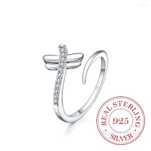 Cluster Rings 2023 Retro Antique Crystal Dragonfly Finger Ring Real 925 Sterling Silver Thumb For Women Ladies Fashion Bohemian Jewelry