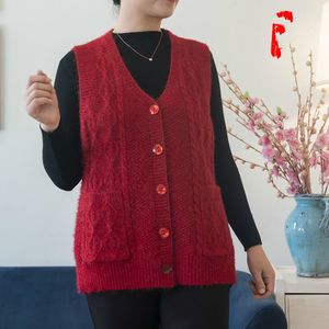 Damenwesten Frauen Herbst Winter Solide Pullover Weste Dame Mittleren Alters Lose Ärmellose Gestrickte Top Weibliche Mäntel Einfache Casual Weste C119 230328