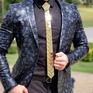 Boyun kravat seti 24K altın ayna sıska kravat zeytin dalı geometrik düğün damat akrilik saten s moda aksesuarı 5cm 8 renk 230328
