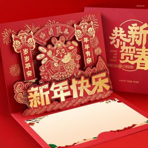 Present wrap 1pc kinesiska år gratulationskort glad 3d söt diy handgjorda hantverk universal