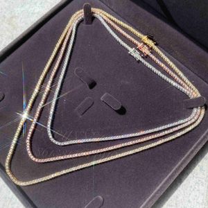 Redo att skicka 2mm/3mm/4mm/5mm S925 Moissanite halsband VVS -tenniskedja