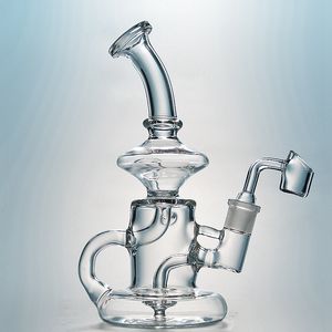 7.8 Inches Heady Glass Bongs Hookahs Oil Dab Rigs 14mm Joint Water Bong Klein Tornado Recycler Smoking Pipes Bent Type Hookah 5mm Thick Wax Rig With Bowl Banger