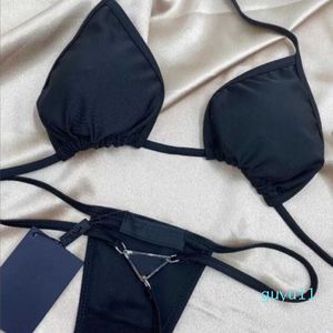 Moda-Mulher Biquínis Moda Triângulo Invertido Fato de Banho Fato de Banho Feminino Elemento Alto Biquíni Feminino Conjunto de Duas Peças 4 cores