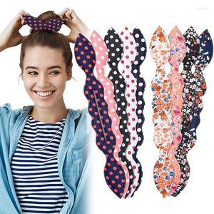 Clipes de cabelo Barrettes Mulheres Ear esponja Twist Styling Clip Stick Stick Bun Braid Braid Tools Accessories Floral Polka Dot feminino