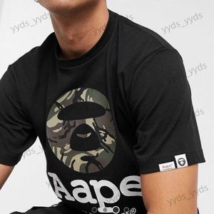 Herr t-shirts herr korta ärm t-shirt mäns lös apa höst sommaren ny rund hals camo tryck halva ärm topp mode kvinnor t230328