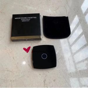 Espelhos dobráveis compactos femininos, designer de moda, preto, portátil, espelho de maquiagem, suave, dupla face, cosméticos, para viagens, ferramentas de maquiagem h581