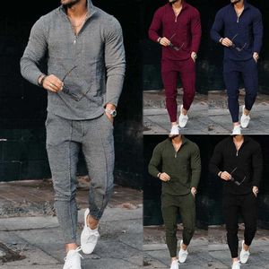 Men's Tracksuits Spring And Autumn Men's Suit Long Sleeve Polo Suit Sports Pants Fashion Casual Half Zipper Stand Collar Suit W0328