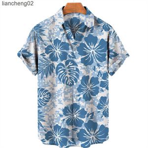 Camicie casual da uomo 2022 Estate Animal Crane Uomo Camicia hawaiana 3d Camicia vegetale per uomo Stampa floreale Plus Size Camicie hawaiane Camicia a fiori da spiaggia 5xl W0328