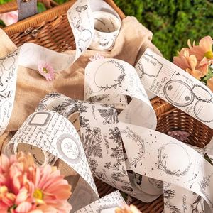 Geschenkpapier 30 Packungen Großhandel Dekoband Einfache Linien Garten Retro Blumen und Vögel Schwarz Weiß Handvorhänge Materialien 150 85 mm