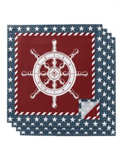 Bord servapkin 4st Pentagram Flag Day Rudder Ocean Square 50 cm Wedding Decoration Tyg Kök Middag som serverar servetter