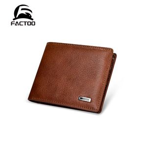 Cüzdan Factoo Erkekler Cüzdan Erkek Çanta Kart Tutucu Yüksek Kaliteli Orijinal Cowhide Moda Vintage Orijinal Deri Fermuar Kat Para Çantası