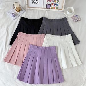 Skirts Black Skirt Female Summer High Waist gothic Anti A-Line Pleated Skirt Short Skirt Purple Ins Ulzzang Skirt 230328