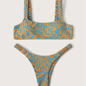 Mulheres de banho de banho feminina Sexy micro biquíni feminino laranja leopardo push up acolchoado fêmea feminina de roupas de banho de roupas de banho de roupas de banho de 230327