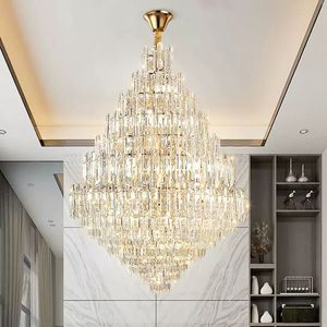 LED Modern Crystal Chandeliers Lights Fixture Big American Luxury Chandelier for Homes European Shining Hanging Lamps Hotel Lobby Lounge Stairs Droplight Lustre