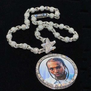 3" Tall Solid Silver Vvs Moissanite Diamond Gra Certificated Hip Hop Memory Photo Pendant