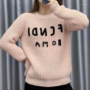 Kvinnors tröjor Designer F Family English Letters Three Dimensional Embroidery Round Neck Leisure Långärmad förtjockad 2021 Tidig T-shirt SW V0BF