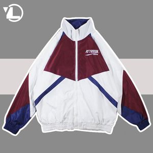 Erkek ceketler hip hop patchwork varsity ceket erkekler kadınlar ince harajuku sokak kıyafeti rüzgar kırıcı ceket bahar sonbahar vintage gevşek kolej ceketleri 230328