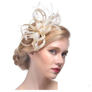 Вечеринки модные аксессуары для волос для женщин клипы сетка головного убора цветочный очаг пера