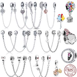925 Sterling Silver Pandora Safe Chain Romantic Flower Ballball Charm Beads Suitable for Original Bracelet Charm DIY Female Jewelry