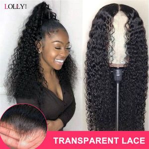 Lolly Hair Curly Wig 13x4 150% Malaysian Transparent Lace Front Human Wigs Pre Plucked Remy For Black Women