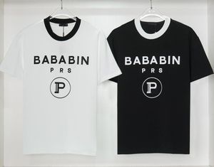 Francja paryż moda mieszanka bawełny t-shirty męskie kobiety odzież zabawny nadruk w litery czarny biały swobodny sweter Balancaiga graficzny krótki rękaw Tee Top jersey TV12